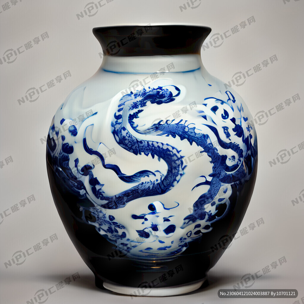中国龙缠绕青花瓷瓶