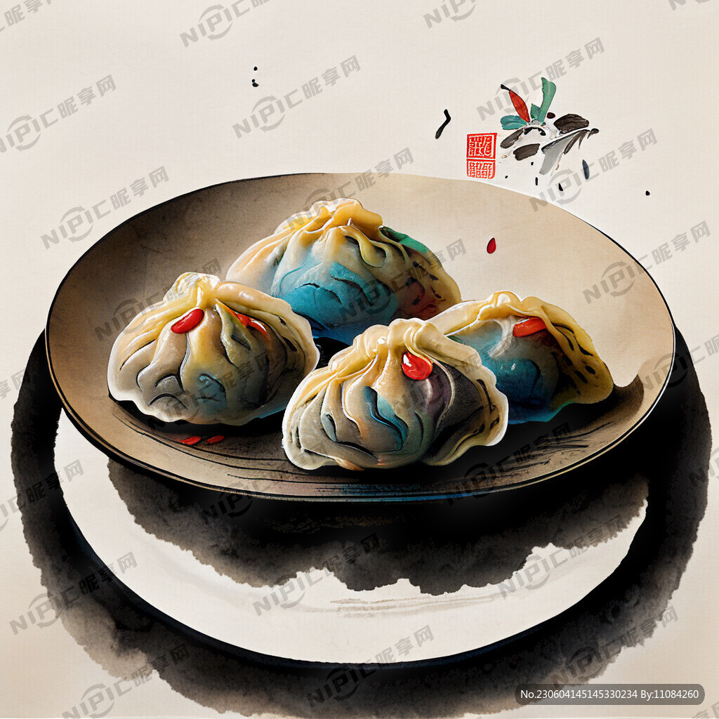 中国风饺子插画