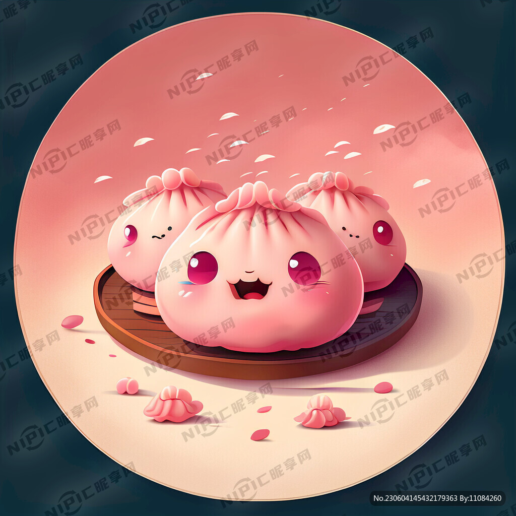 卡通粉色梦幻饺子插画