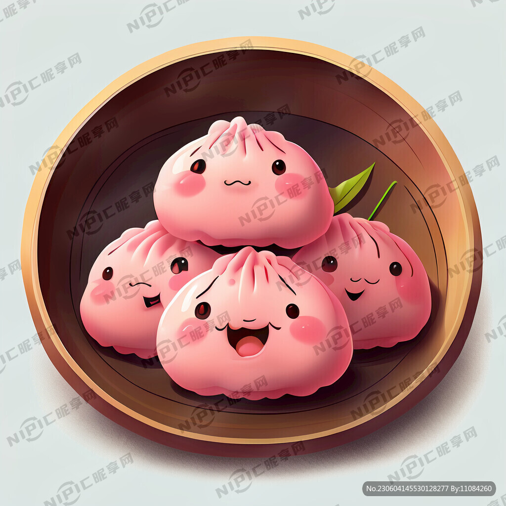 卡通粉色饺子插画
