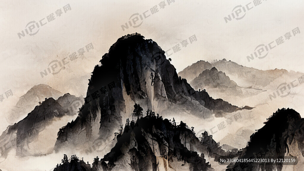 山谷 中国风 中国画 山水