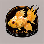 小金鱼蛋糕设计一个标志，要求体现蛋糕特色，和金鱼的轮廓。