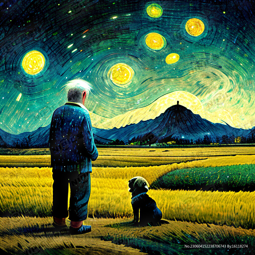 宇宙星空 田园犬 老人 孤独