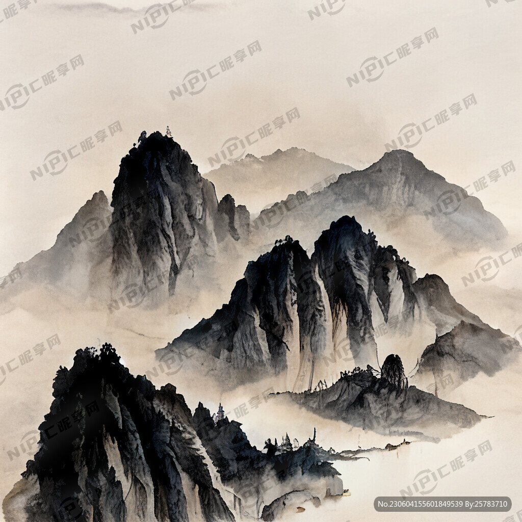 山谷 中国风 中国画 山水