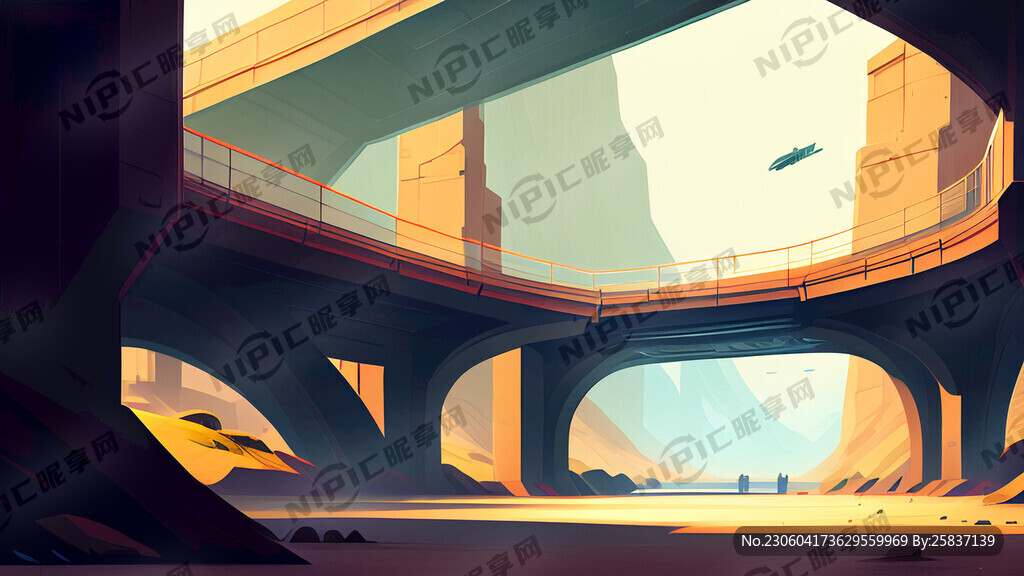 桥下空间背景