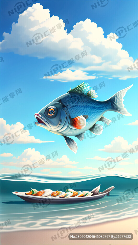 海水 鱼 美味 蓝天白云