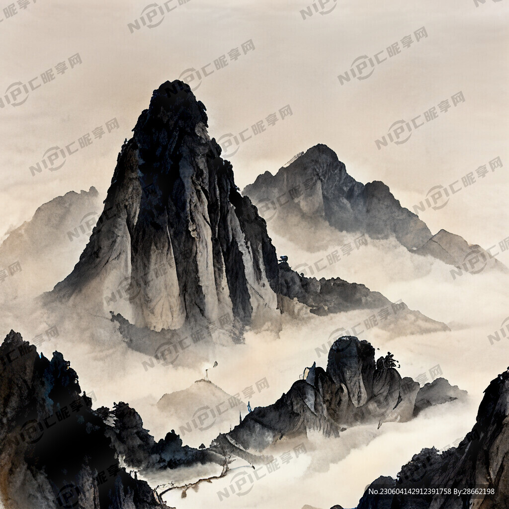 山谷 中国风 中国画 山水