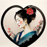 心形造型 浮雕 中国古典美人 广告字