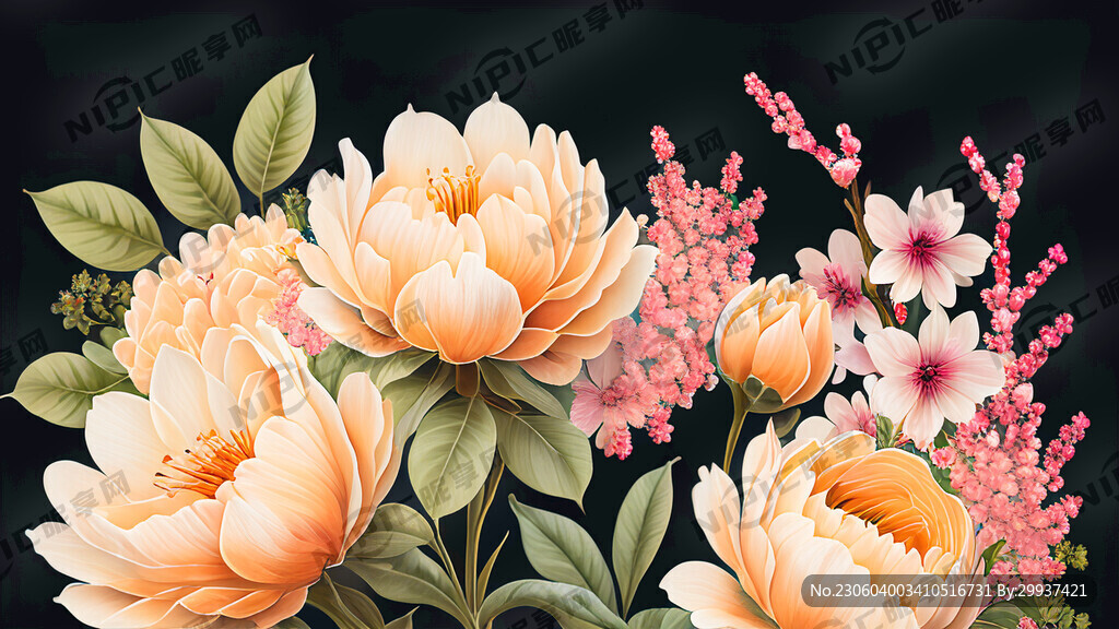 桃花 明亮 清新 白色背景 