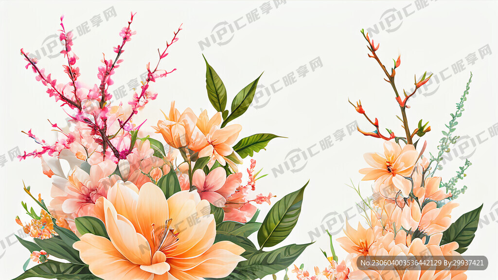 桃花 明亮 清新 白色背景