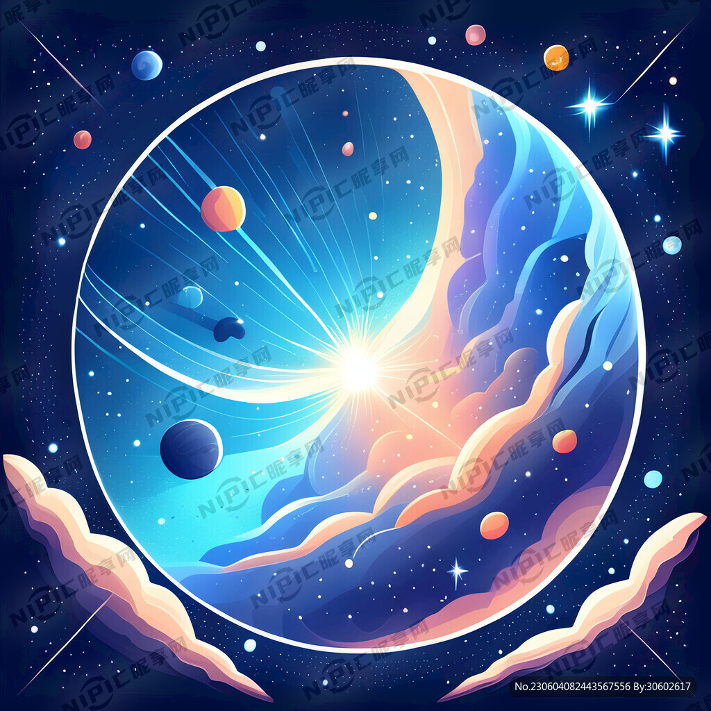 星空、太空、银河、星星、卡通