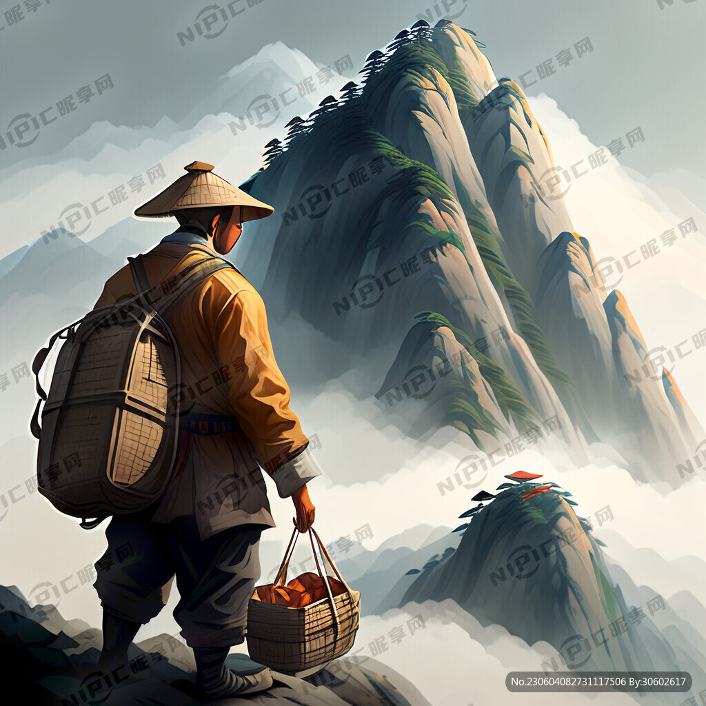 挑山工 挑担子 泰山