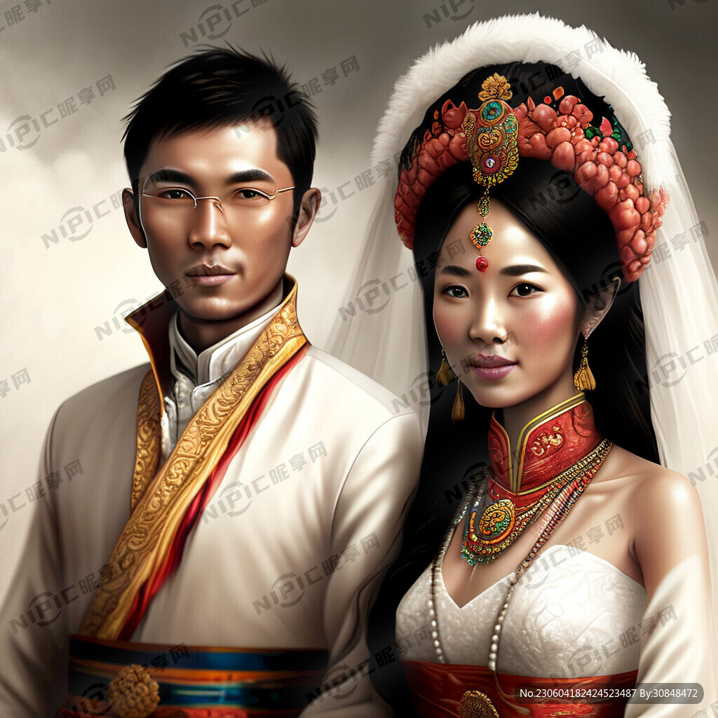 藏族婚礼男女婚纱照