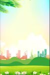 卡通蓝天草地背景
