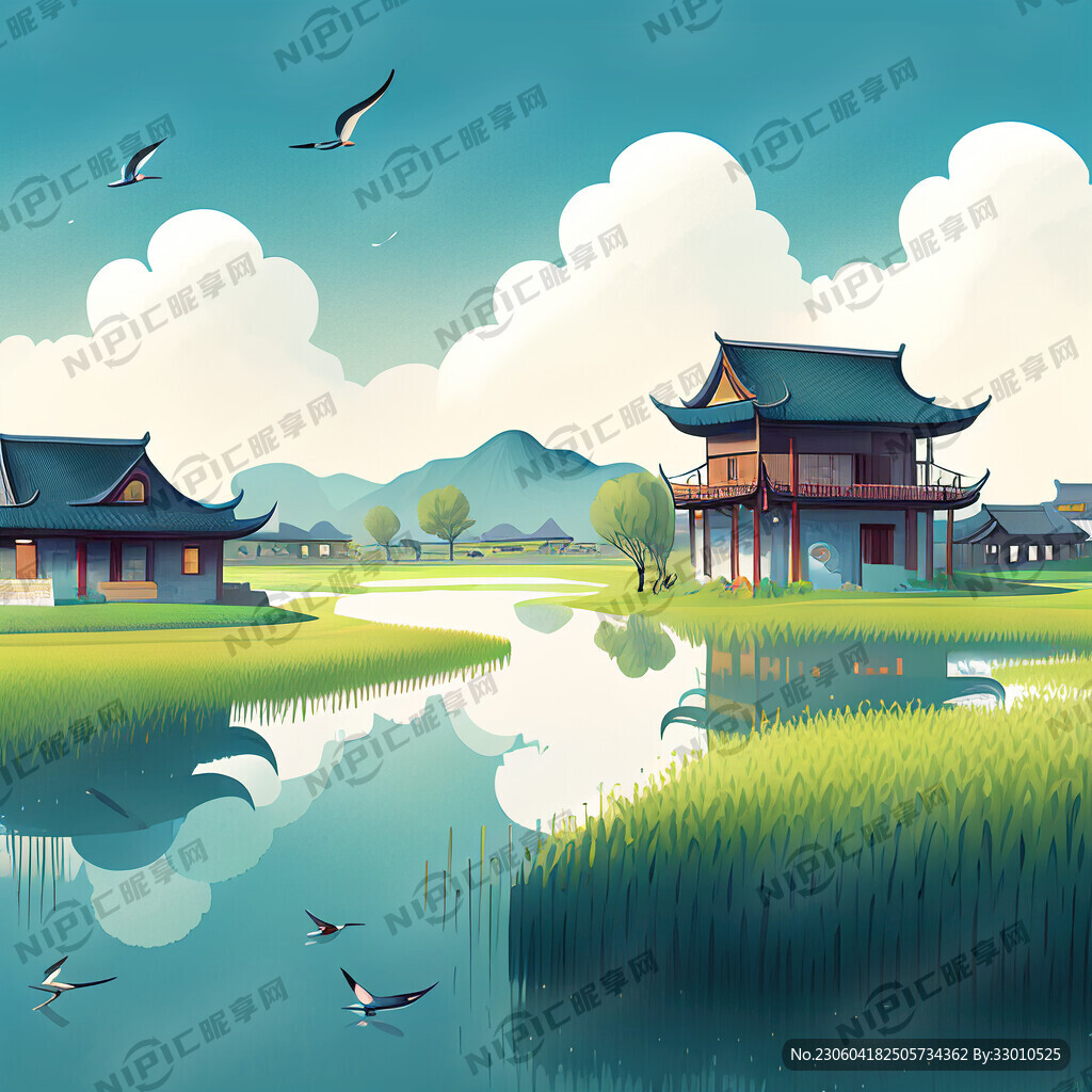 蓝天白云草地 节约用水 河流