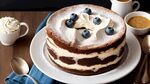蛋糕美食提拉米苏蓝莓摄影图高清