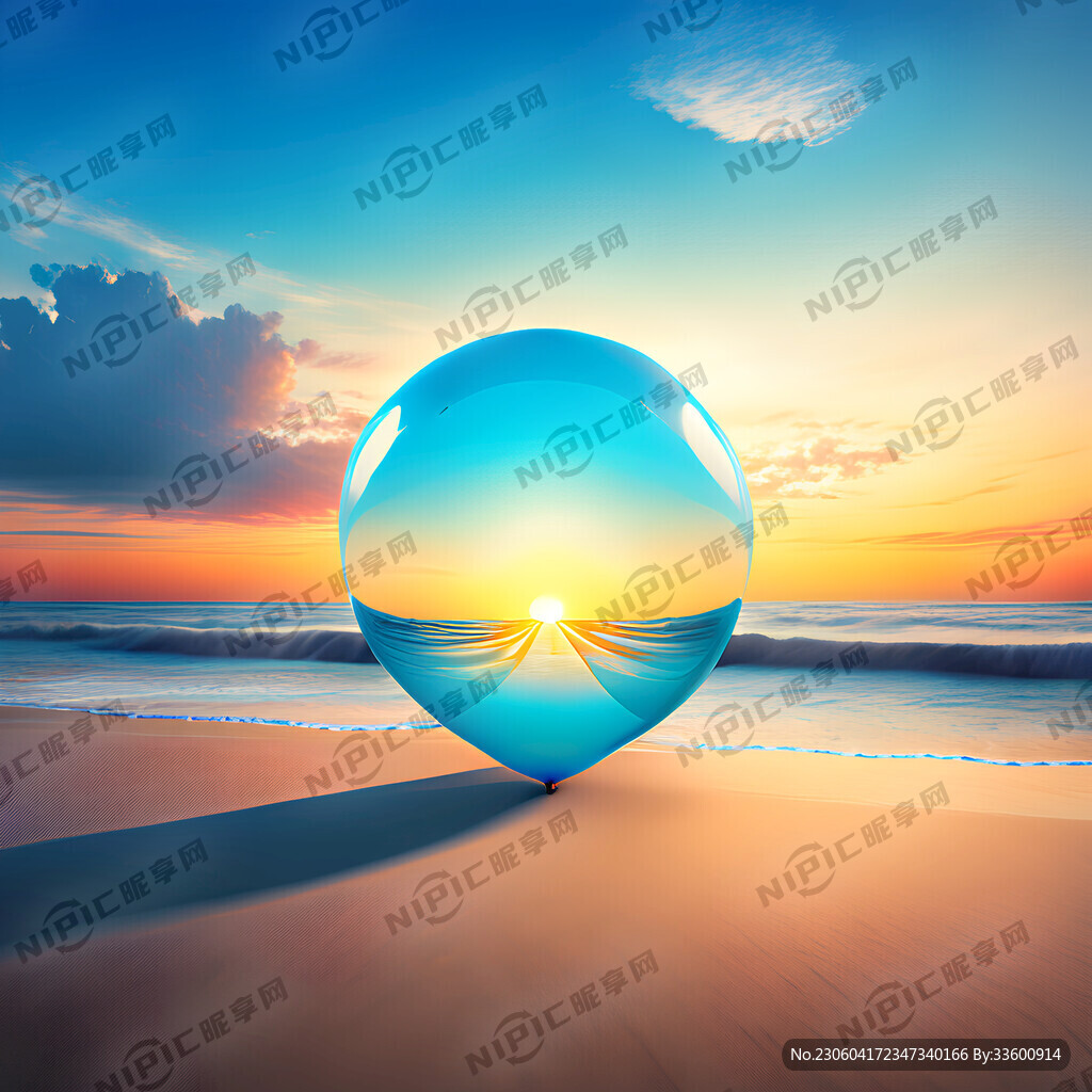 大海  蓝天 沙滩  氢气球 