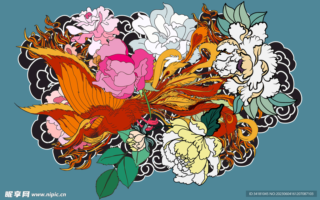 中国花元素背景