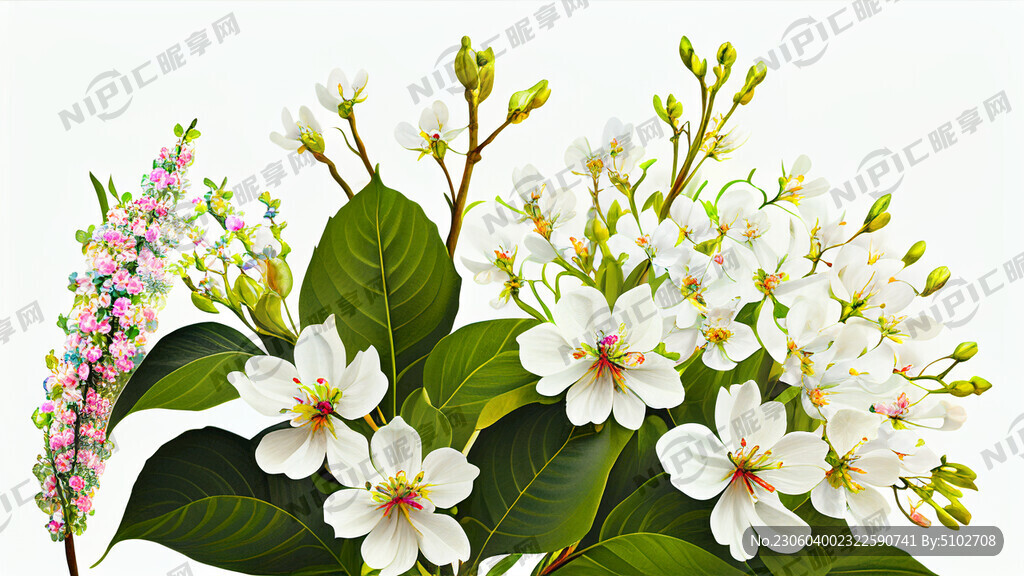 梨花 明亮 白色背景 一横排