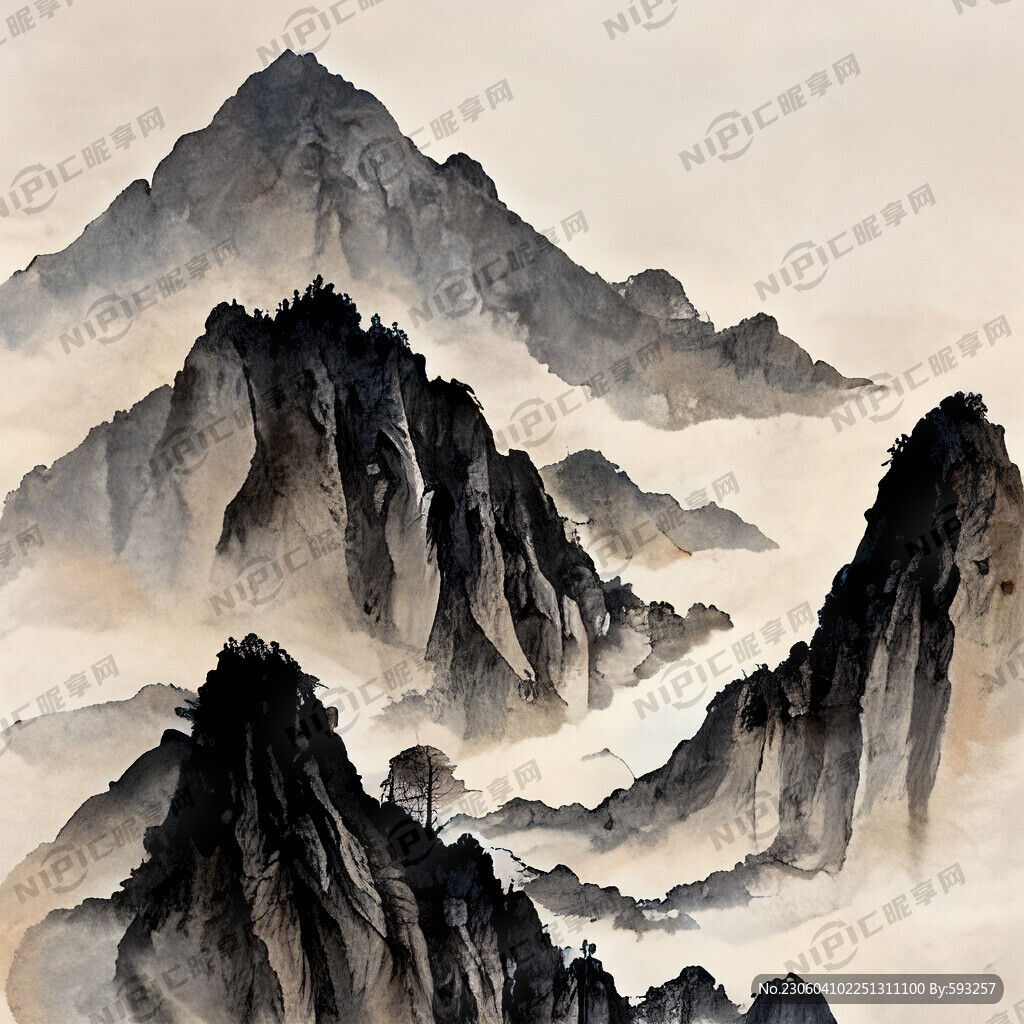 山谷 中国风 中国画 山水