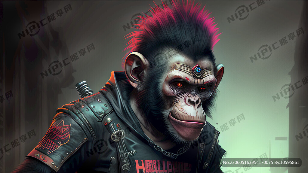 猴子 朋克 哈雷 暗黑风格