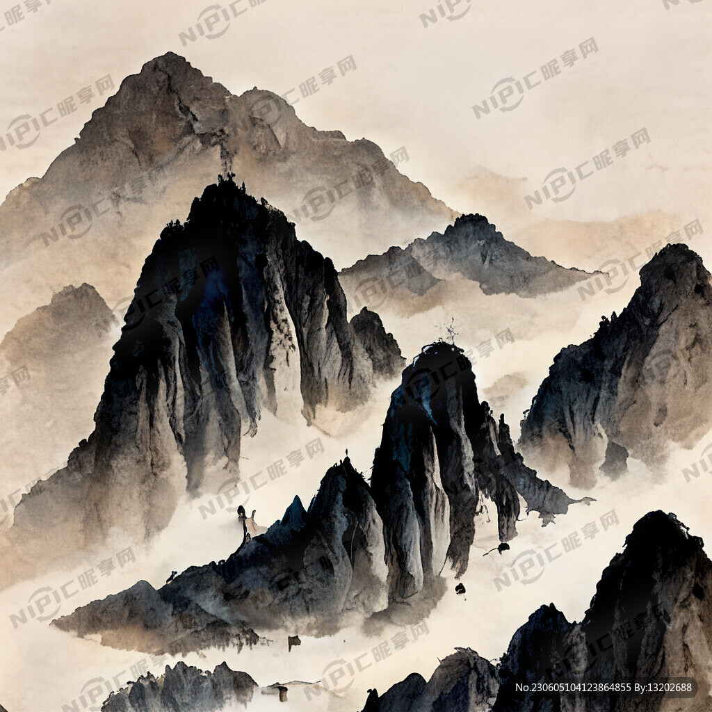 山谷 中国风 中国画 山水