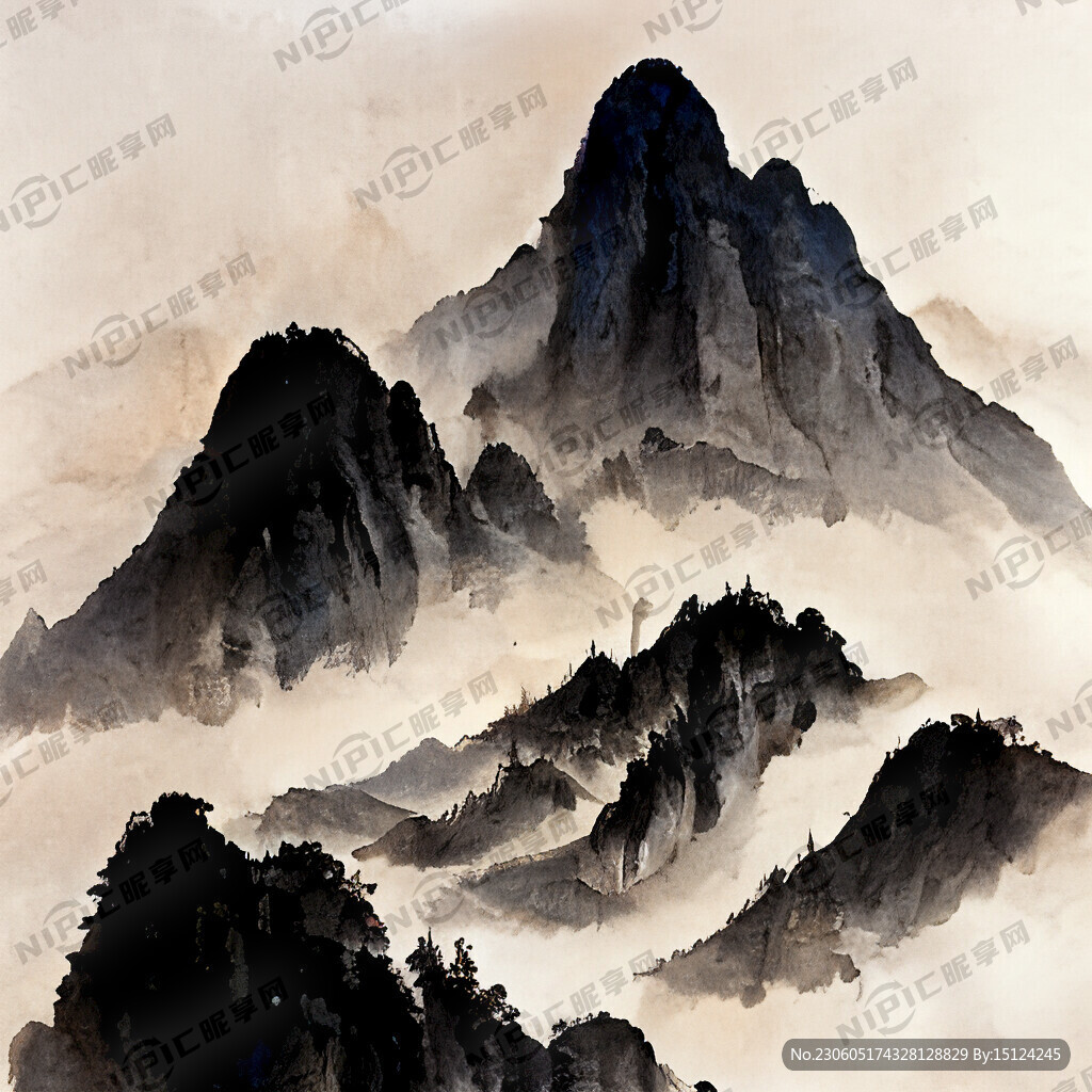 山谷 中国风 中国画 山水