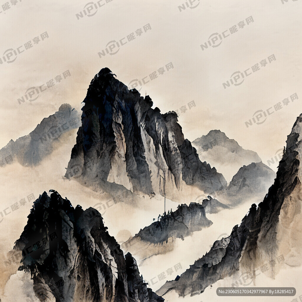 山谷 中国风 中国画 山水