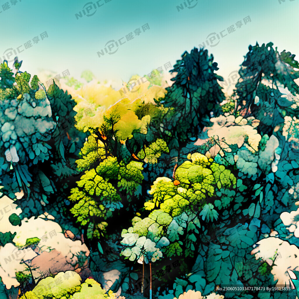 全景写实鸟瞰森林