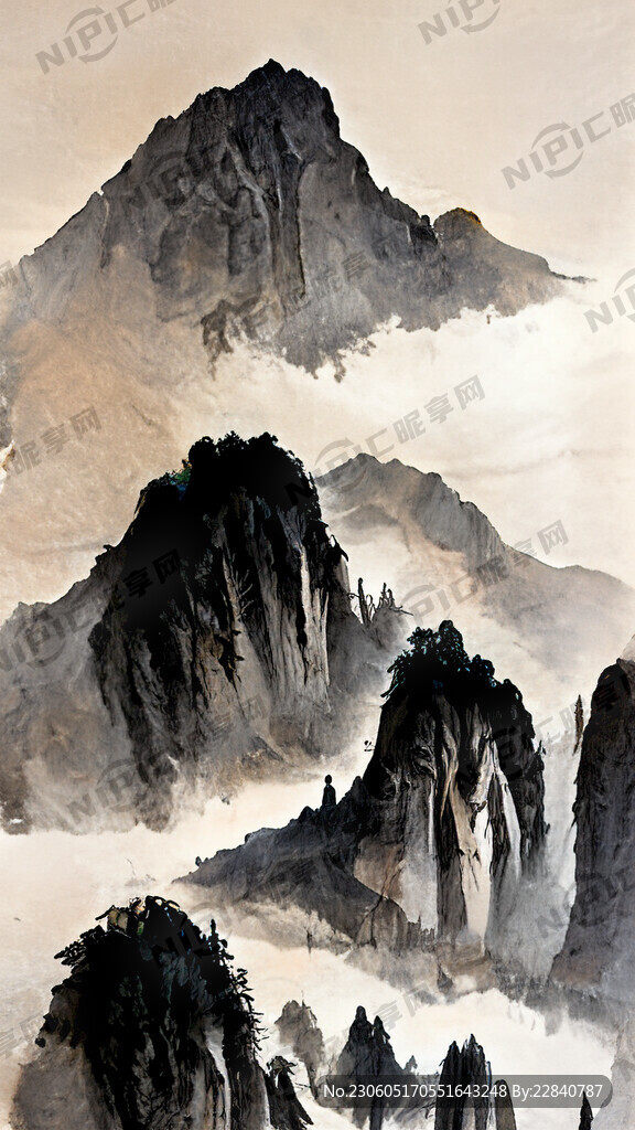 山谷 中国风 中国画 山水