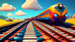 游戏中的彩色的火车轨道