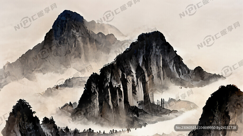 山谷 中国风 中国画 山水