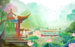 国潮风景背景