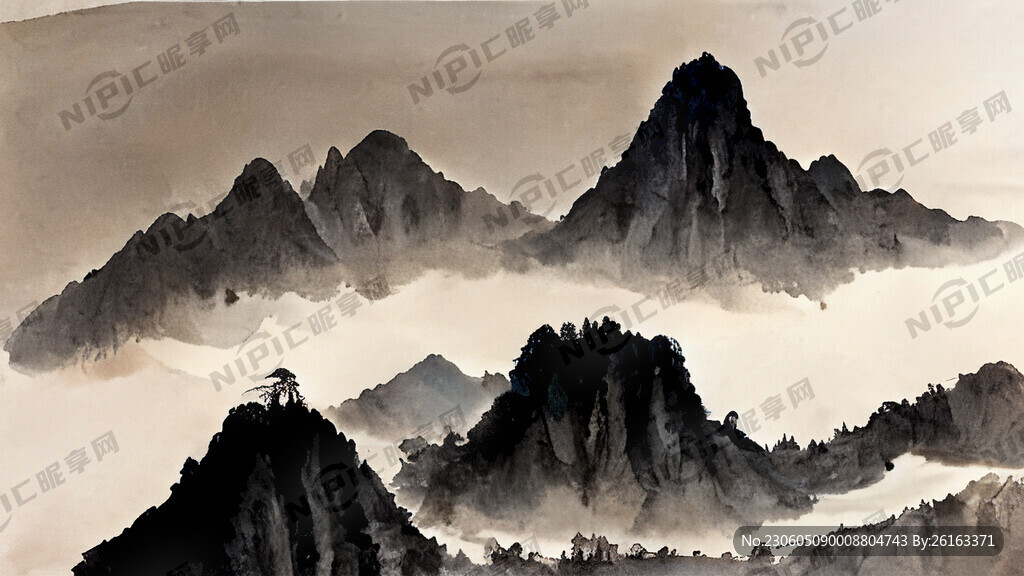 山谷 中国风 中国画 山水