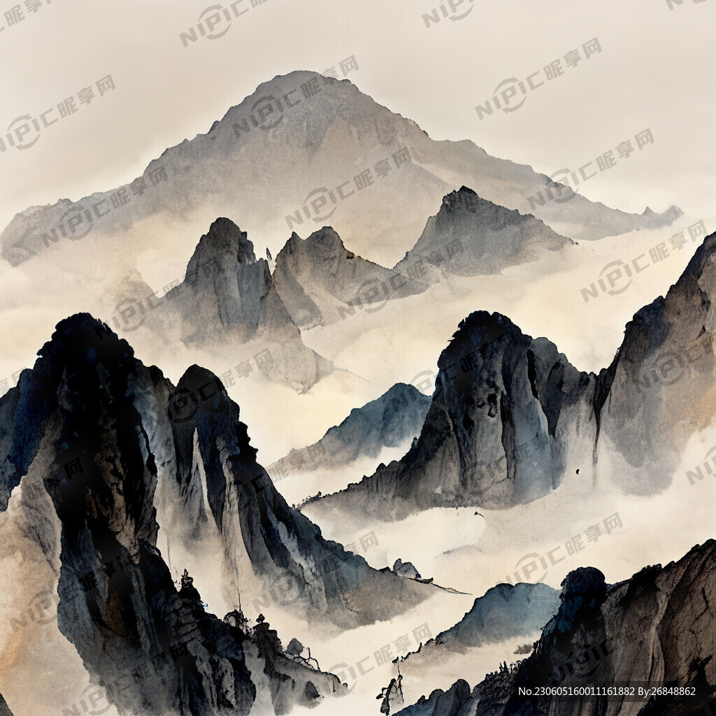 山谷 中国风 中国画 山水