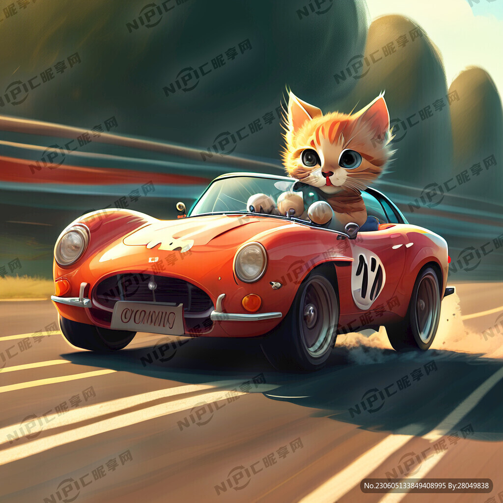 汽车 小猫 公路 赛跑 艺术