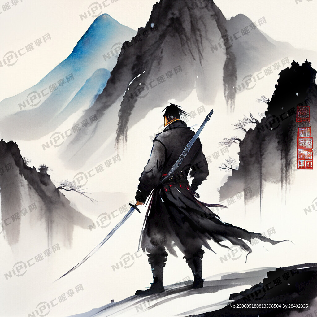 侠客 一人 一剑 山上 雪天