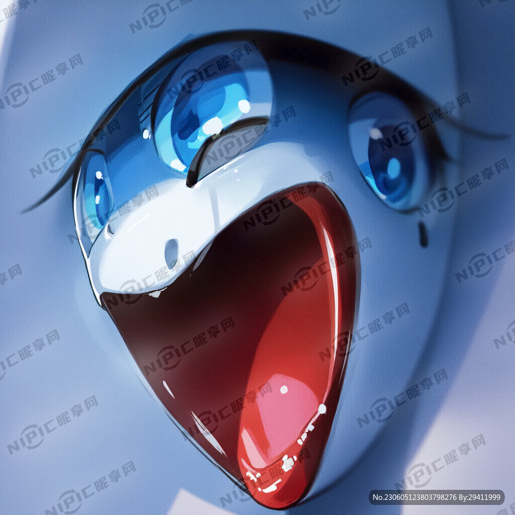 大头小人 张大嘴巴 流汗