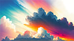 白色背景  天空 梦幻 彩色 白云  明亮 中间光线  光 日光 夕阳 天空白云 春天 浪漫 柔和 唯美  云海