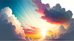 白色背景  天空 梦幻 彩色 白云  明亮 中间光线  光 日光 夕阳 天空白云 春天 浪漫 柔和 唯美  云海