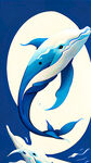 中华白海豚海报 蓝色
