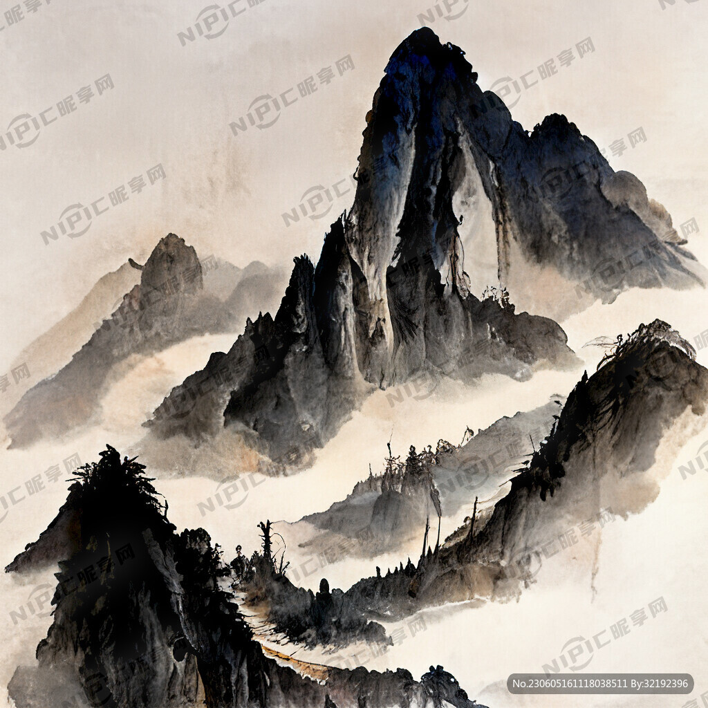 山谷 中国风 中国画 山水