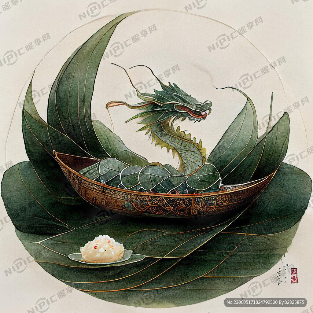 端午节粽子龙舟海报画