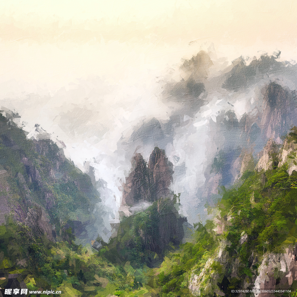 山水风景油画图