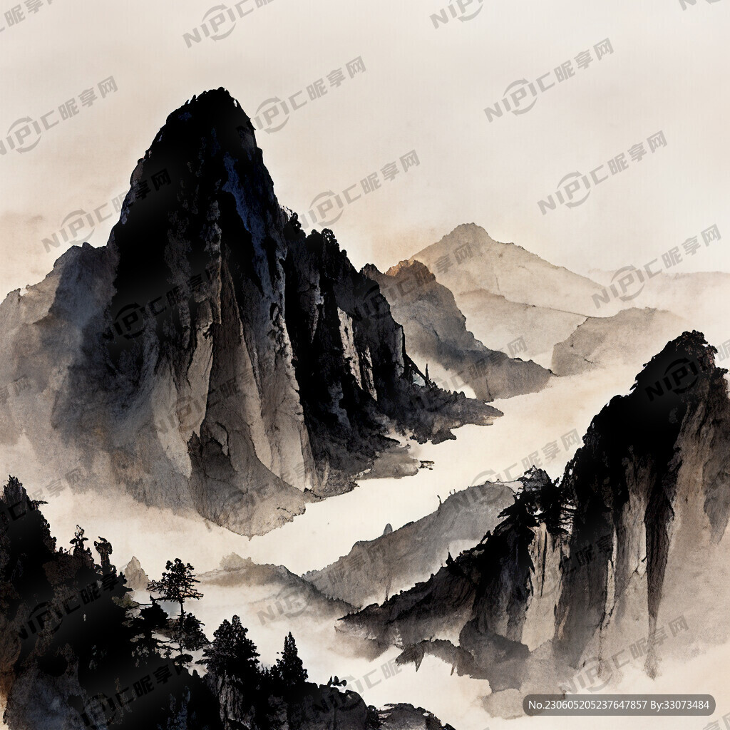 山谷 中国风 中国画 山水