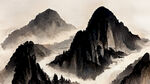 山谷，中国风，中国画，山水，水墨风格，写意，意境，高雅，高清，仙风道骨。