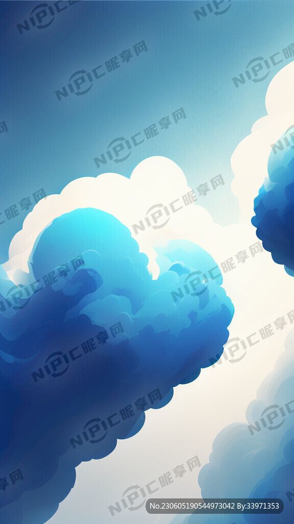 蓝色翻滚云雾背景