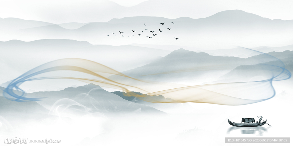 中国风山水画背景