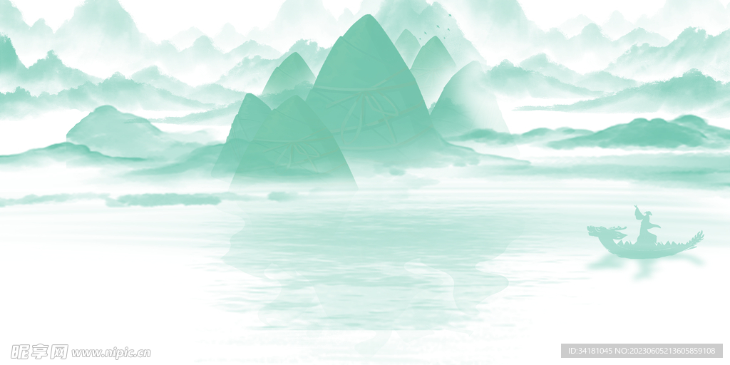 端午节中国风山水画