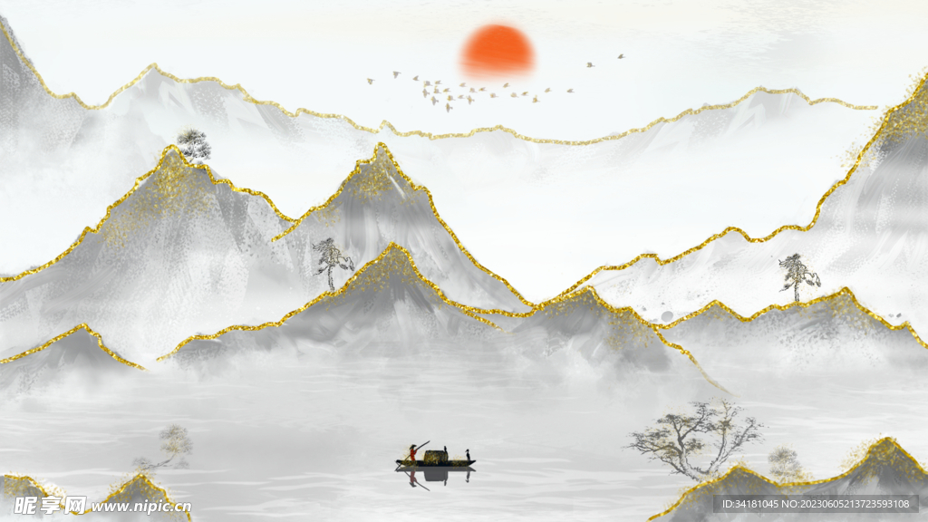 中国风山水画背景